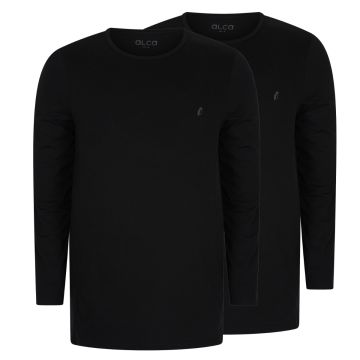 Alca Easy-Going 2-Pck Men Shirt Long Sleeve O-Neck Black 5XL